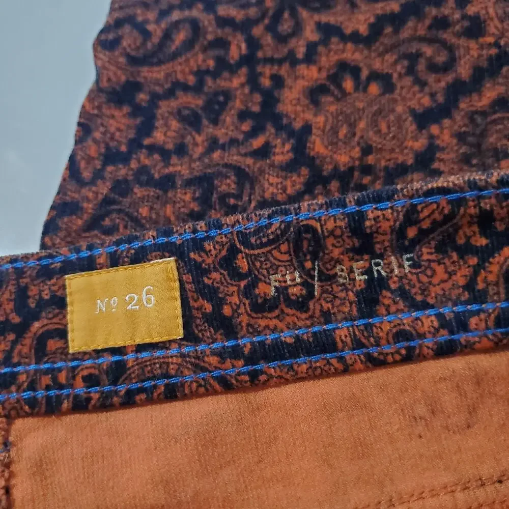 Pilcro and the Letterpress Serif Paisley Corduroy Hippie Pants Women's Size 26 - Picture 8 of 12